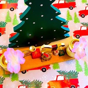 🌲🌸 Christmas Teddy Bear Vintage Wood Display🌲🌸